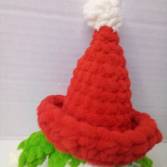 Crochet Gnome Elf Christmas Red Green 8" Handmade - Picture 4 of 14